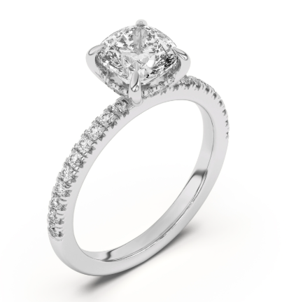 1.5ct Cushion Hidden Halo Pave Diamond Engagement Ring