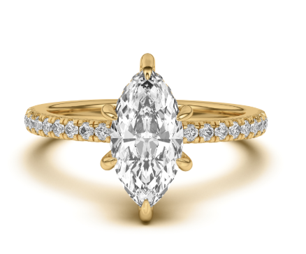 1.5ct Marquise Hidden Halo Pave Diamond Engagement Ring