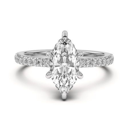 1.5ct Marquise Hidden Halo Pave Diamond Engagement Ring