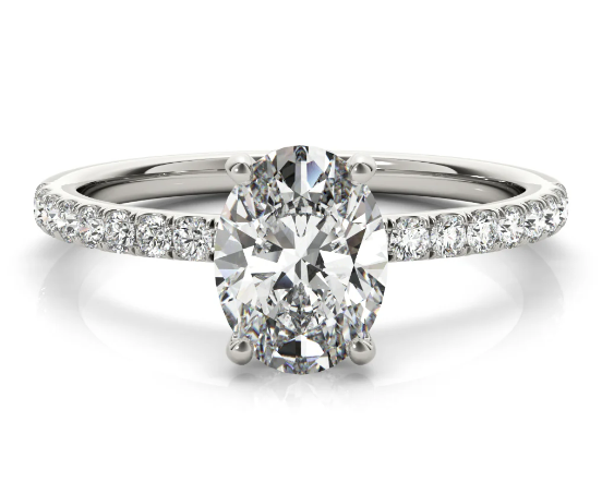 2ct Oval Hidden Halo Pave Diamond Engagement Ring