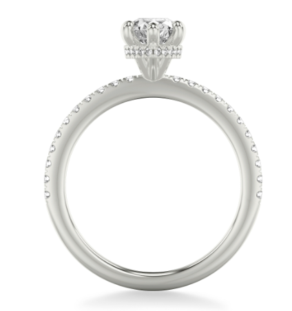 1.5ct Pear-Shaped Hidden Halo Pave Diamond Engagement Ring