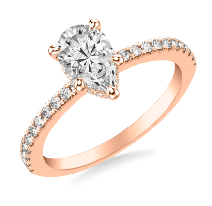 1ct Pear-Shaped Hidden Halo Pave Diamond Engagement Ring