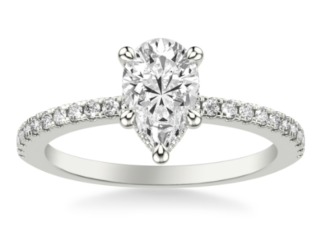 1ct Pear-Shaped Hidden Halo Pave Diamond Engagement Ring