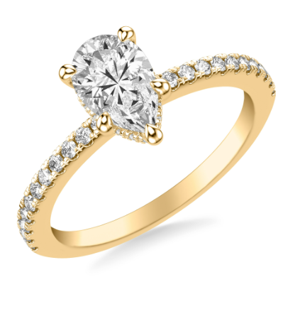 Pear-Shaped Hidden Halo Pave Diamond Engagement Ring