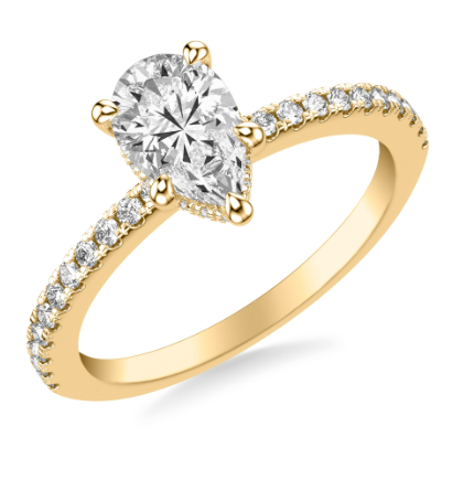 1ct Pear-Shaped Hidden Halo Pave Diamond Engagement Ring