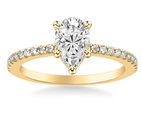 1ct Pear-Shaped Hidden Halo Pave Diamond Engagement Ring