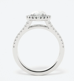 Contemporary Pear-Shaped Diamond Halo with Split Shank Pave Engagement Ring