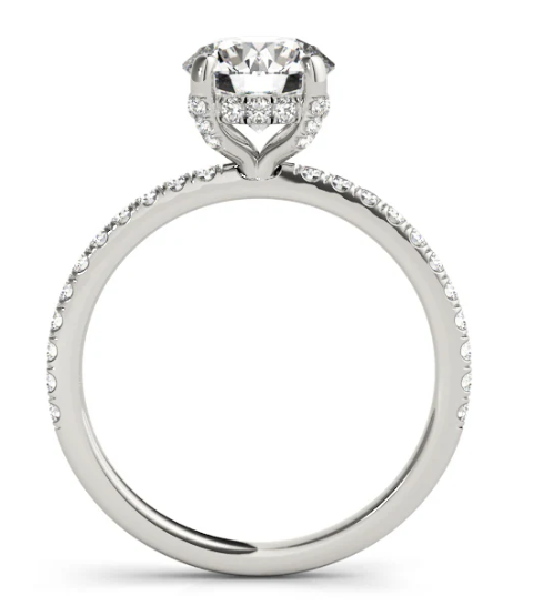 1.5ct Round Hidden Halo Pave Diamond Engagement Ring