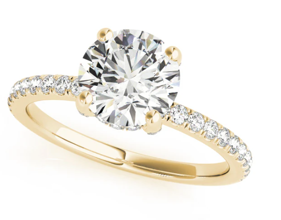 1.5ct Round Hidden Halo Pave Diamond Engagement Ring