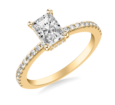 1ct Radiant Hidden Halo Pave Diamond Engagement Ring