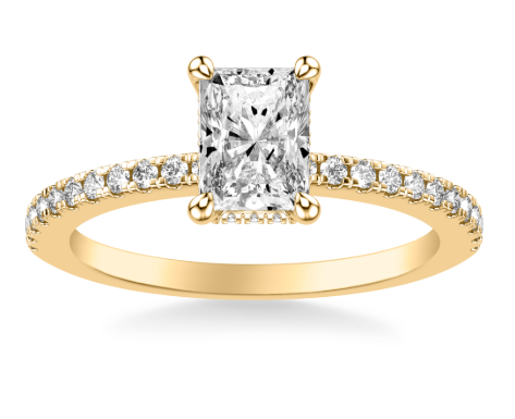 1.5ct Radiant Hidden Halo Pave Diamond Engagement Ring