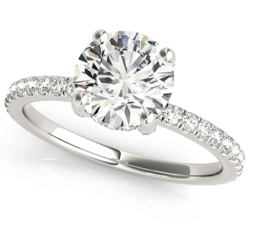 1ct Round Hidden Halo Pave Diamond Engagement Ring