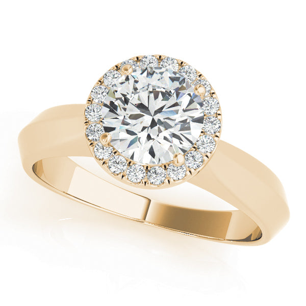 Cathedral Style Round Diamond Halo Solitaire Engagement Ring