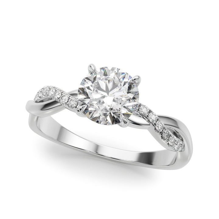 Nature-Inspired Round Twisted Shank Diamond Engagement Ring