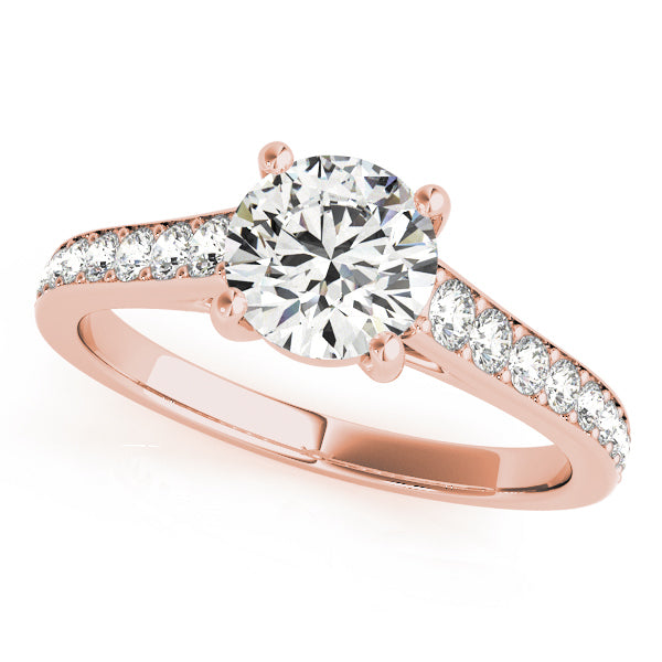 Round Diamond with Cathedral Channel-Set Band Diamond Engagement Ring