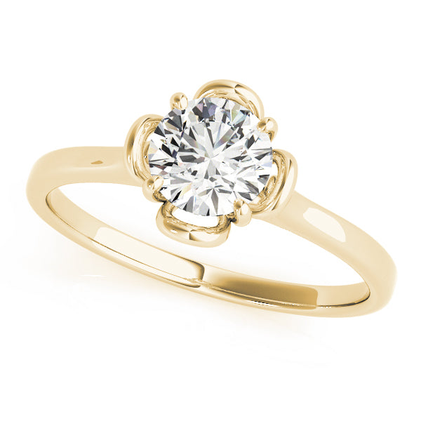 Nature-Inspired Round Diamond Basket Solitaire Diamond Engagement Ring