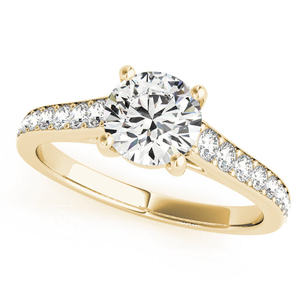 Round Diamond with Cathedral Channel-Set Band Diamond Engagement Ring