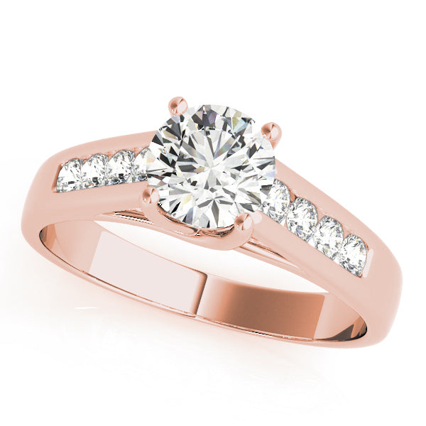 Round Cathedral Trellis Channel-Set Diamond Engagement Ring