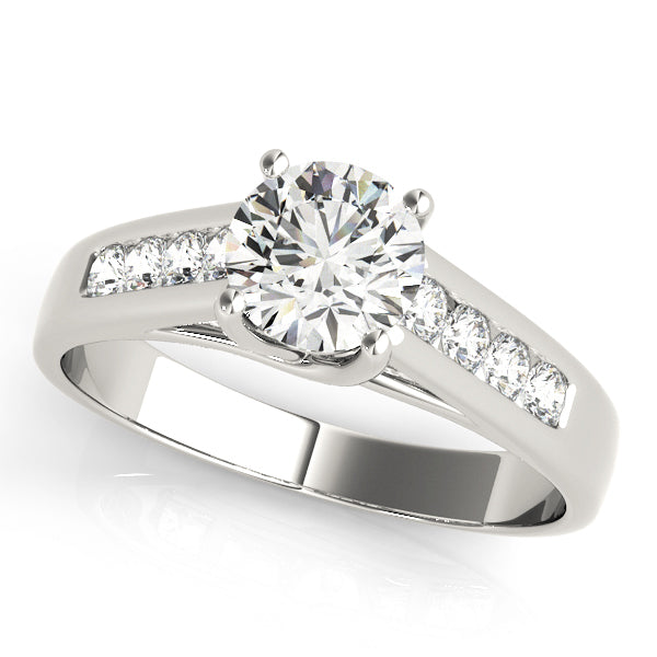 Round Cathedral Trellis Channel-Set Diamond Engagement Ring