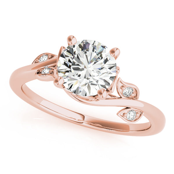 Nature-Inspired Round Diamond Solitaire with Rose Petals Engagement Ring