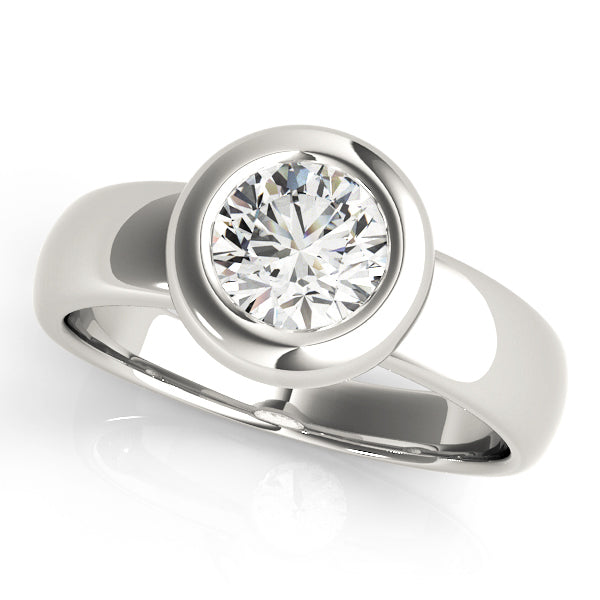 Contemporary Bezel-Set Round Diamond Solitaire Engagement Ring