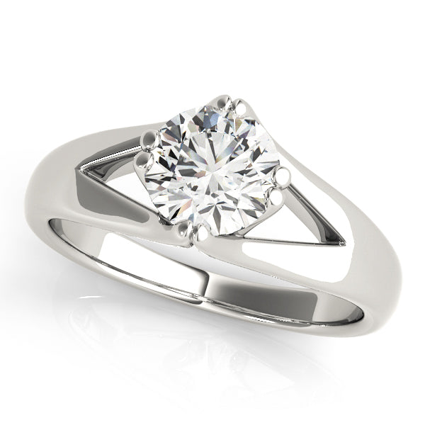 Integrated Round Diamond with Wide Split Solitaire Shank Engagement Ring