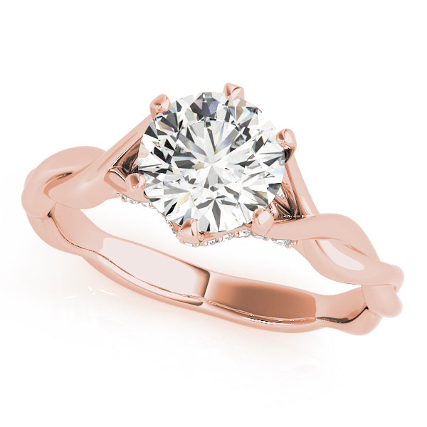 Nature-Inspired Round Diamond with Integrated Twisted-Shank Engagement Ring