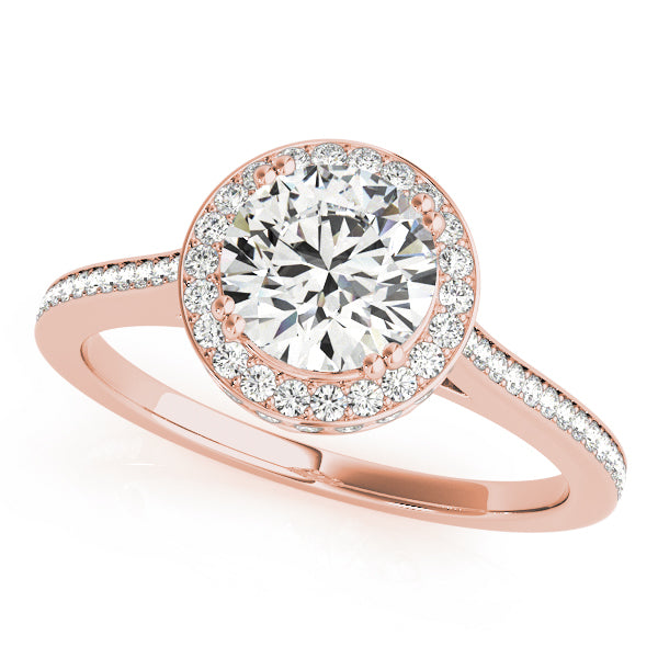 Round Halo Cathedral Channel Set Halo Diamond Engagement Ring