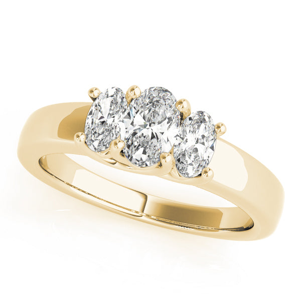 Oval Three-Stone Trellis Solitaire Diamond Engagement Ring