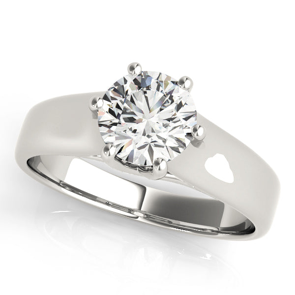 Chunky Round Diamond Cathedral Trellis Solitaire Engagement Ring