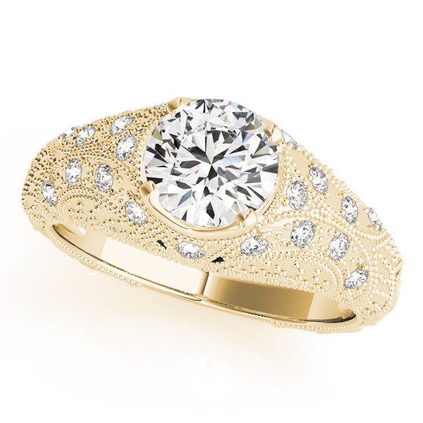 Vintage Round Diamond with Milgrain Engagement Ring