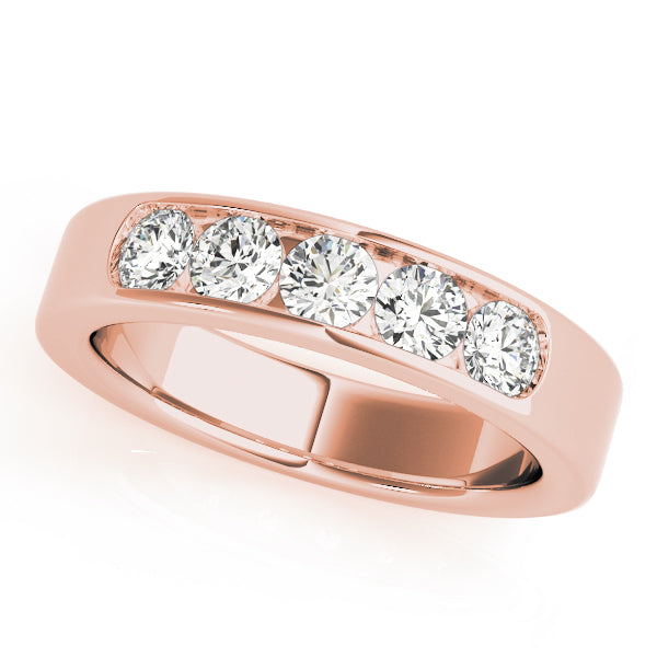 18K Rose Gold Multi-Diamond Wedding Ring