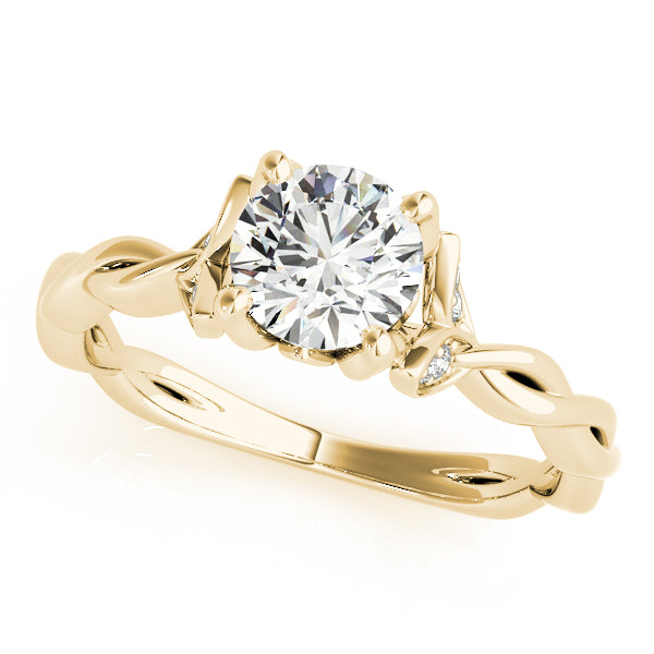 Nature-Inspired Twisted Shank Solitaire Rose Diamond Engagement Ring