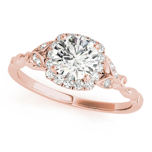 Nature-Inspired Round Cushion Halo Diamond Engagement Ring with Hidden Accents