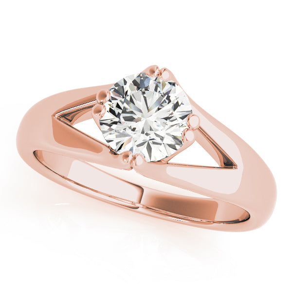 Integrated Round Diamond with Wide Split Solitaire Shank Engagement Ring