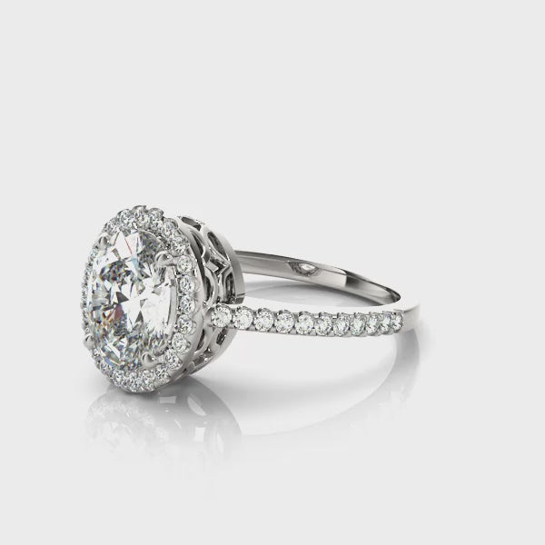 STYLE# 84606 - Oval Halo Pave Basket Diamond Engagement Ring