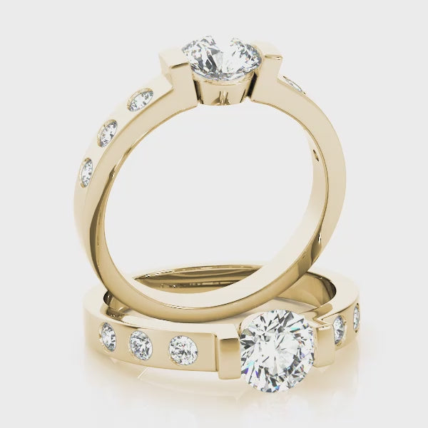 STYLE# 83592 Contemporary Round Bezel Set Diamond Engagement Ring