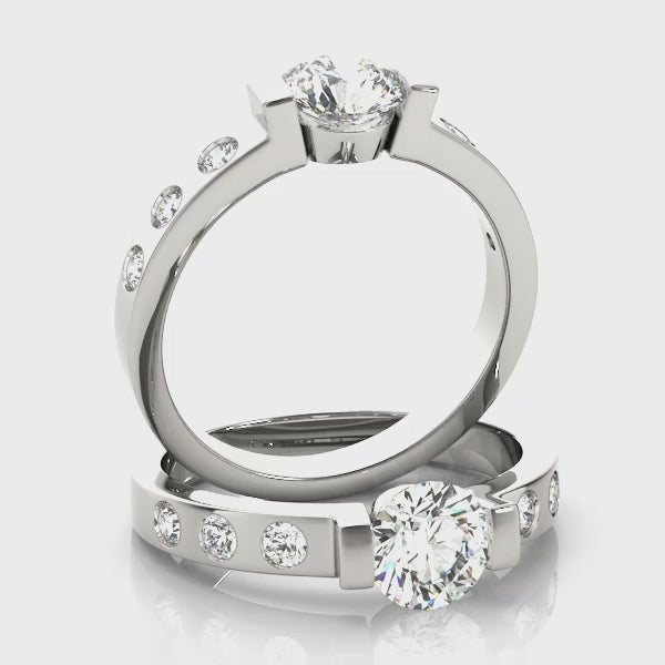 STYLE# 83592 Contemporary Round Bezel Set Diamond Engagement Ring