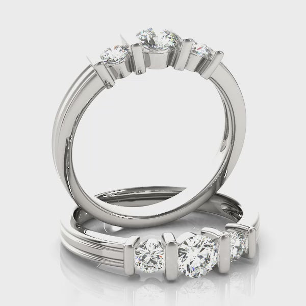 Round Three-Stone Bezel Set Diamond Solitaire Engagement Ring