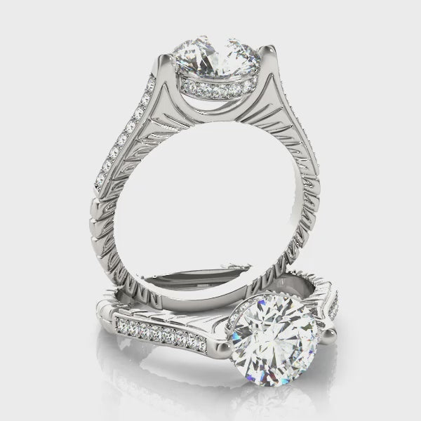 STYLE# 83868 - Vintage Antique Round Diamond Engagement Ring with Hidden Halo